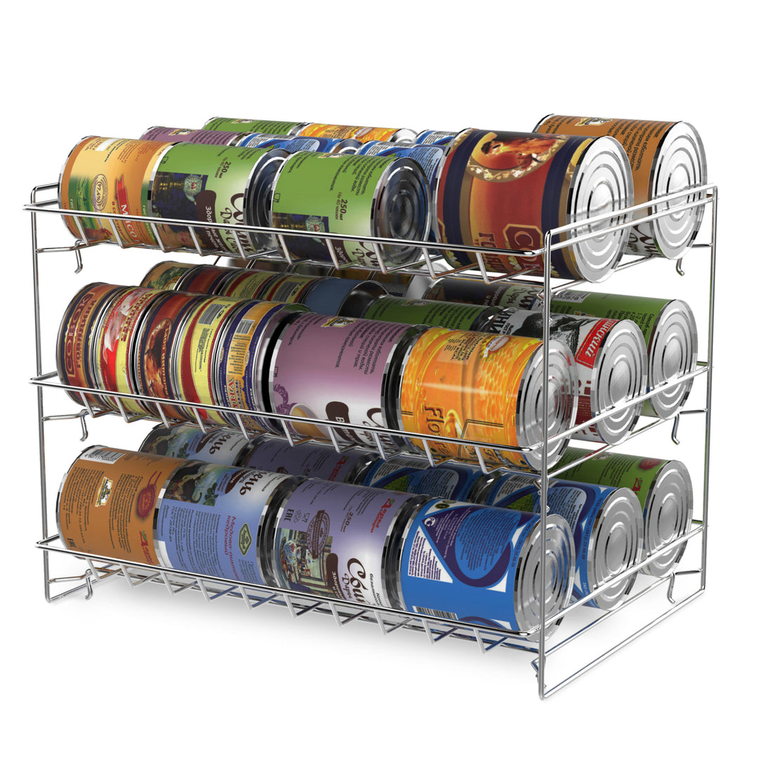 3 Tier Can Dispenser Stackable Can Organizer Rack Solid Metal for Kitchen Pantry Image 5