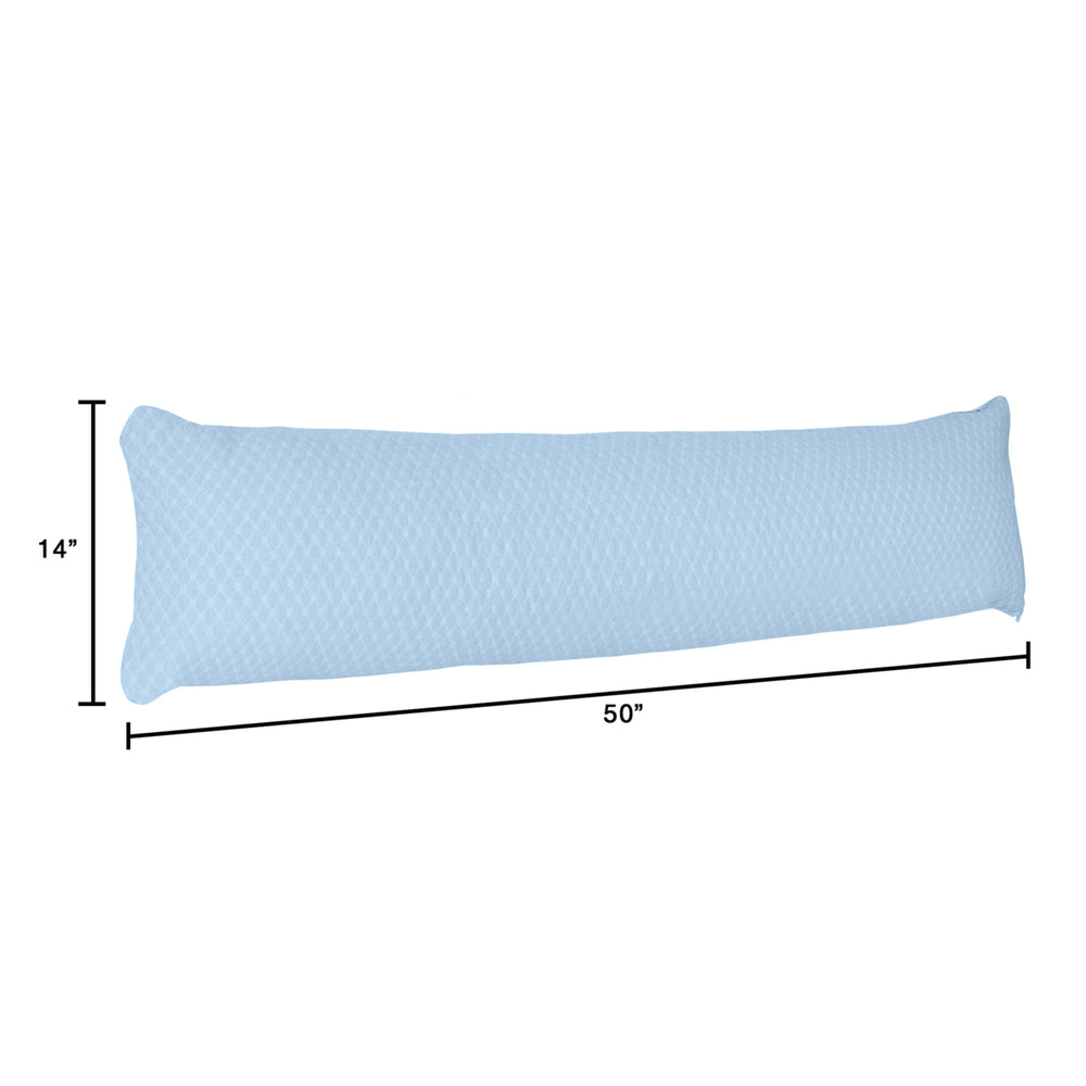 Blue Memory Foam Body Pillow Side Sleepers Aching Legs RLS Zippered Cover Pregnancy Pillow Image 2