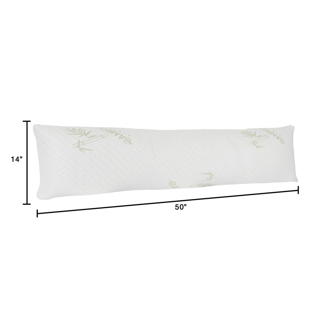 Memory Foam Body Pillow with Bamboo Fiber Cover- Antibacterial, Mildew Proof for Side, Stomach, Back Sleepers and Image 4