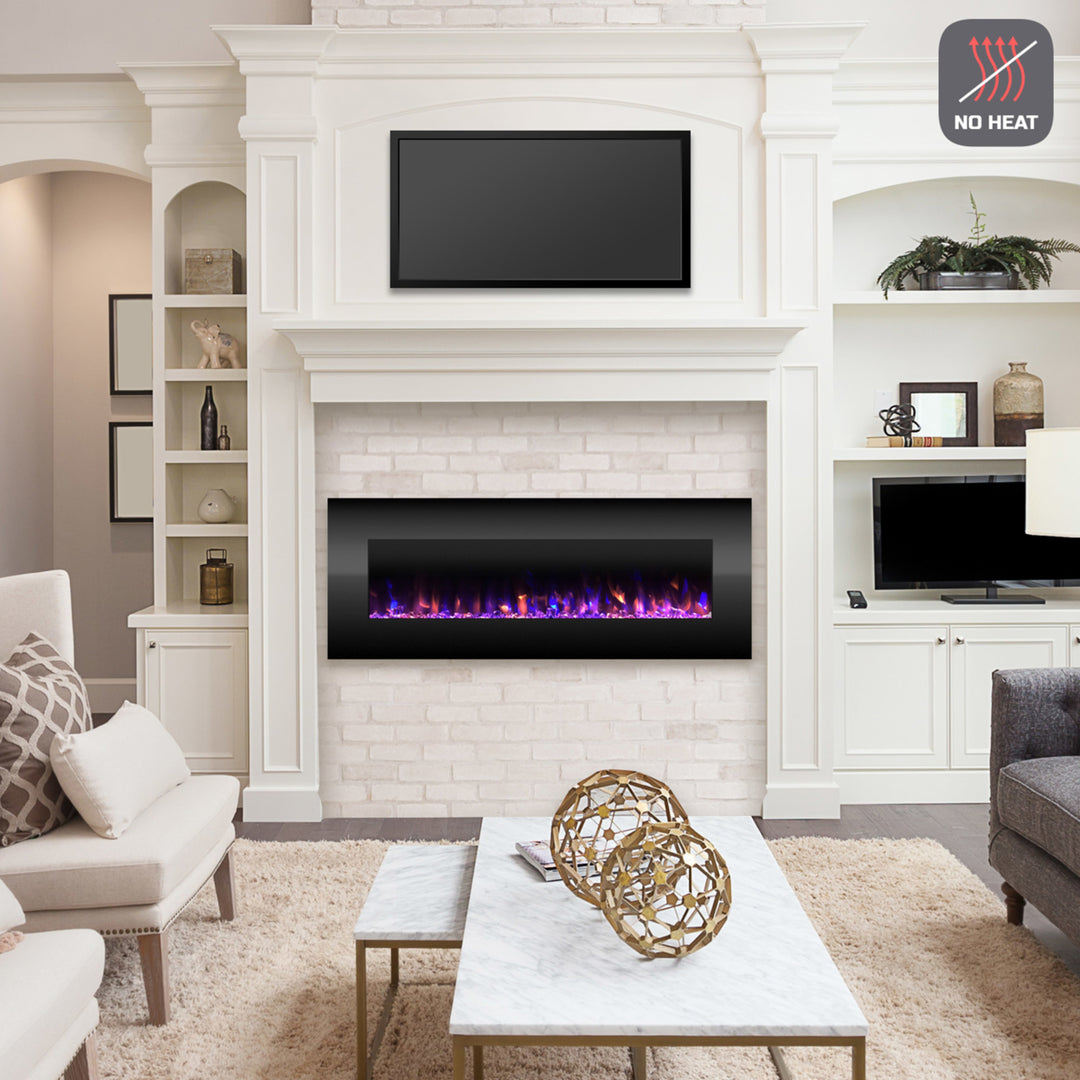 Electric NO HEAT Decorative Fireplace Color Changing LED Flames Wall Mount Remote 54 Inch Image 4