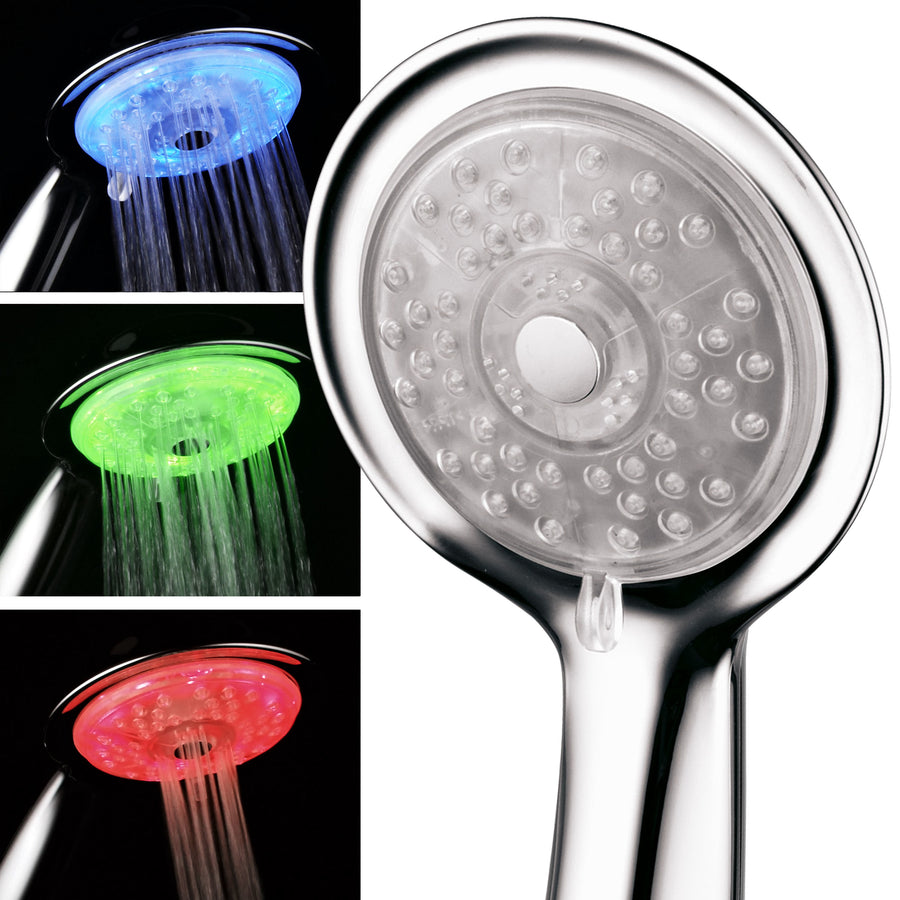 PowerSpa Air Turbo 7 Color 4 Setting LED Multi Function Handheld Shower Head Image 1