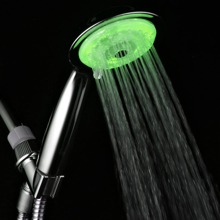 PowerSpa Air Turbo 7 Color 4 Setting LED Multi Function Handheld Shower Head Image 4