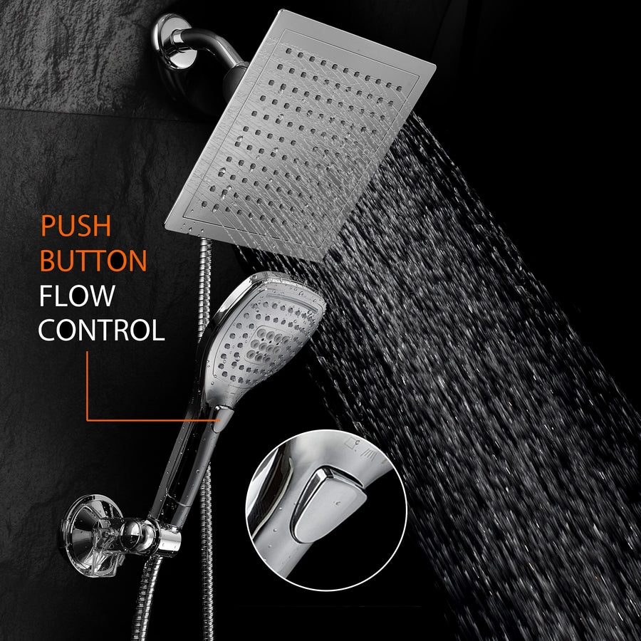 DreamSpa Ultra Luxury Rainfall Shower Combo Push Control Handheld 4.75 Inch Image 1