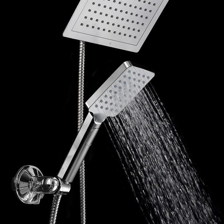 DreamSpa Ultra Luxury Rainfall Shower Combo Square 9 Inch Chrome Handheld 1686 Image 3