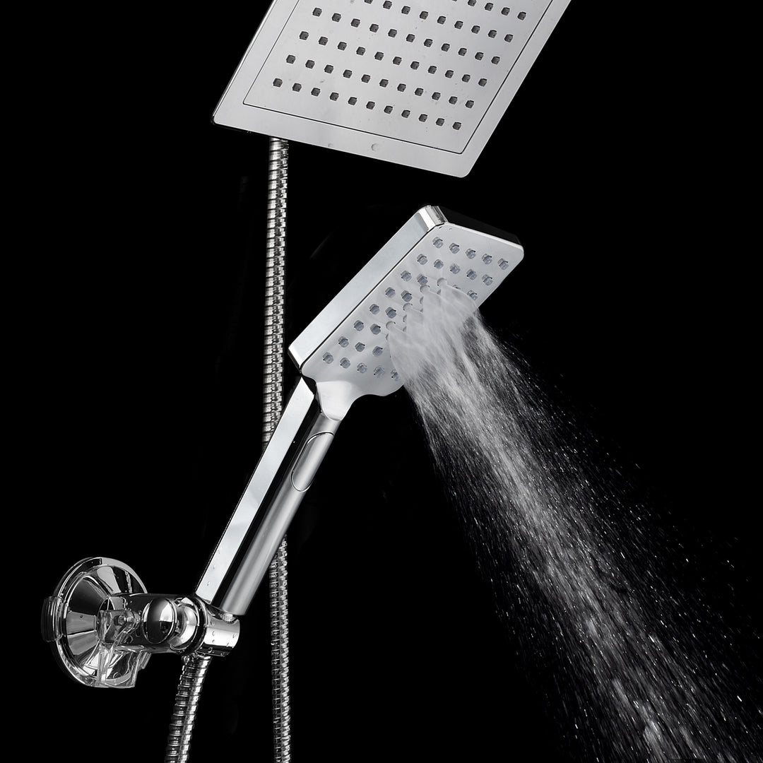 DreamSpa Ultra Luxury Rainfall Shower Combo Square 9 Inch Chrome Handheld 1686 Image 4