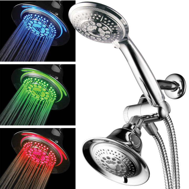 HotelSpa Luxury Shower Combo 5in LED Shower Head 5 Setting Handheld Chrome 1632 Image 1