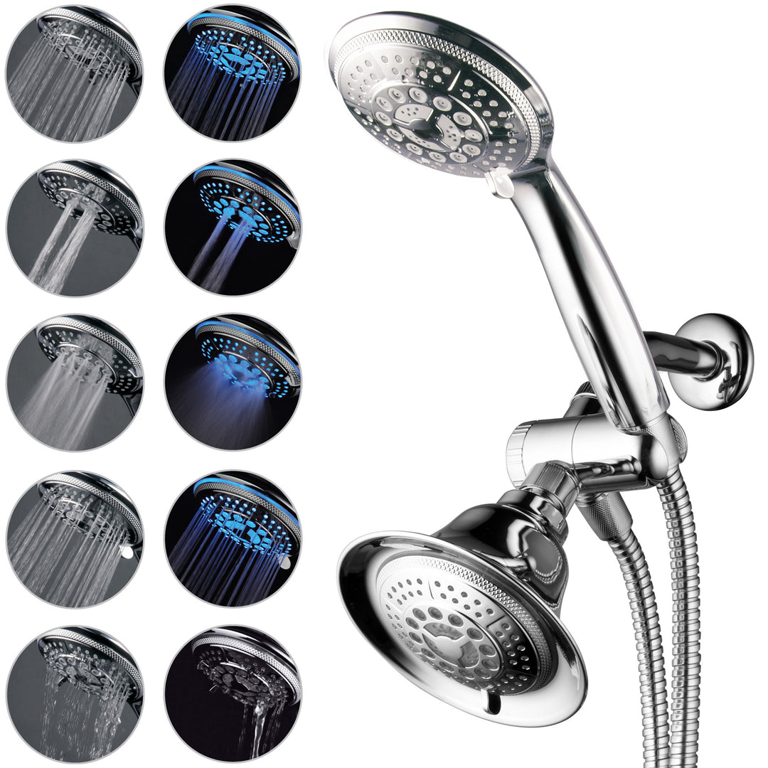 HotelSpa Luxury Shower Combo 5in LED Shower Head 5 Setting Handheld Chrome 1632 Image 5