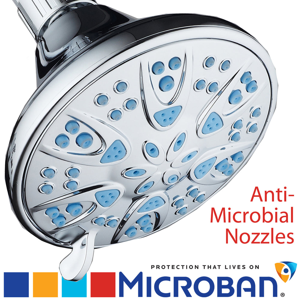 Microban 4 inch 6 setting Shower Head Blue 6604 Image 2