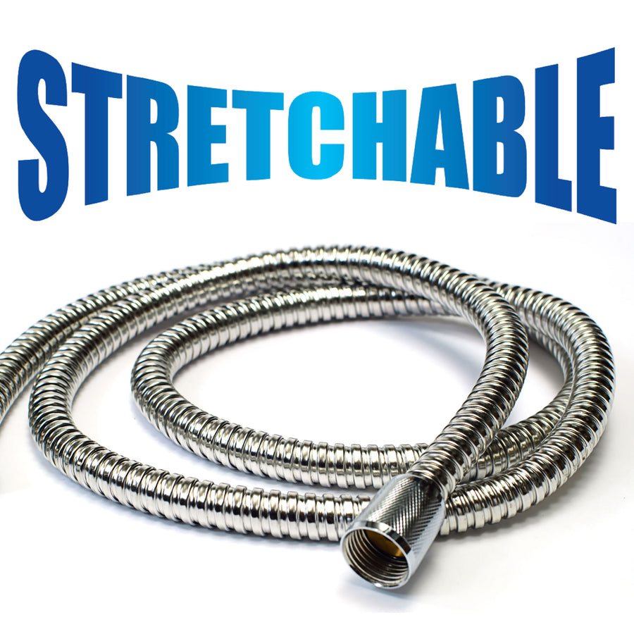 HotelSpa 5 to 7 Foot Extra Long Stretchable Stainless Steel Shower Hose Stretches to Your Needs! Image 1