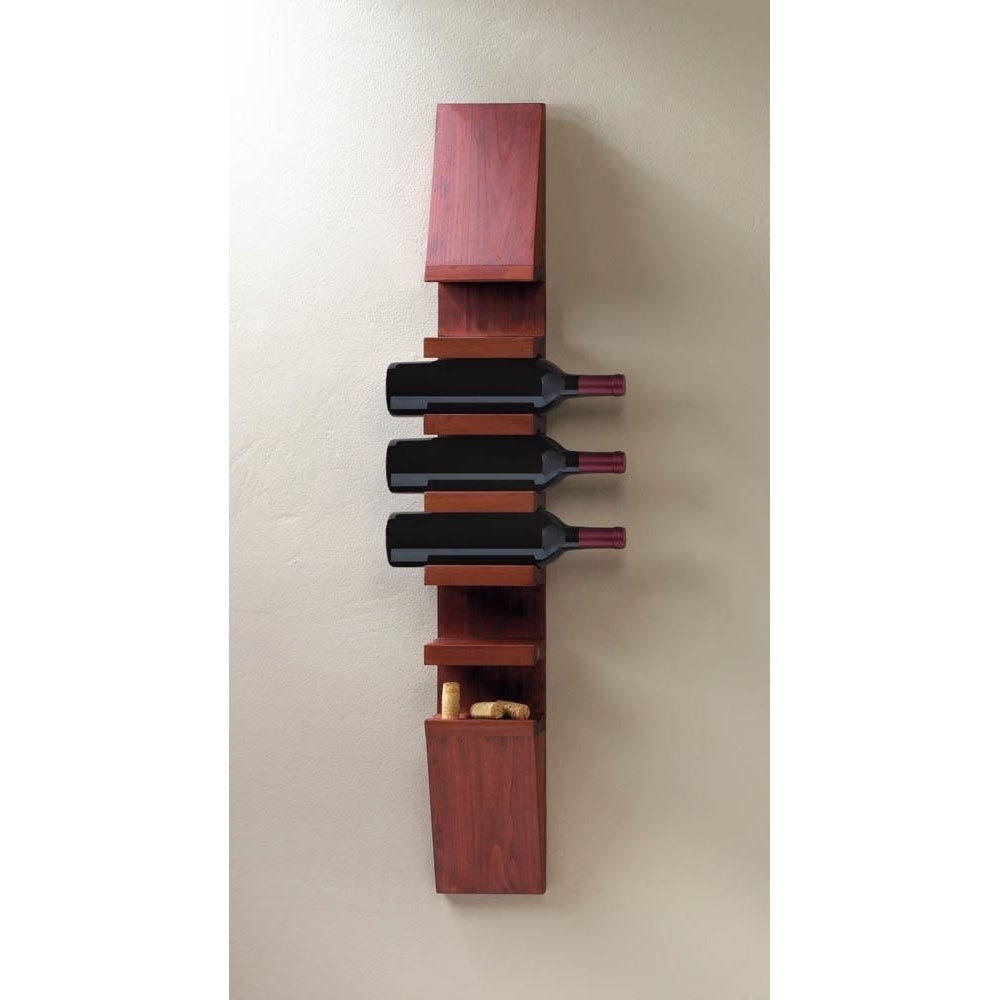 SLEEK WOODEN WINE WALL RACK Image 1