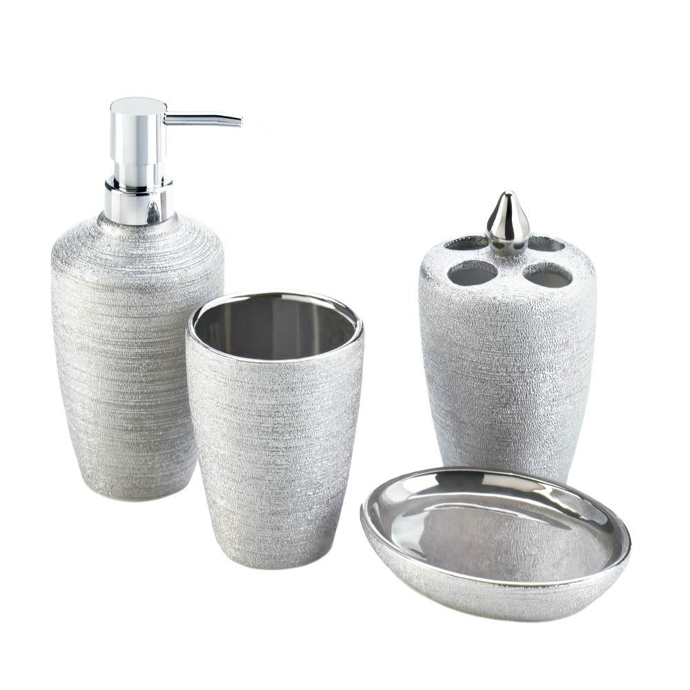 SILVER SHIMMER BATH ACCESSORY SET Image 1