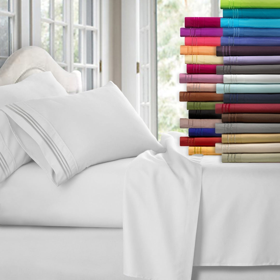 4-Piece 1800 Series Ultra-Soft Brushed Microfiber Deep Pocket Bed Sheet Set Image 1