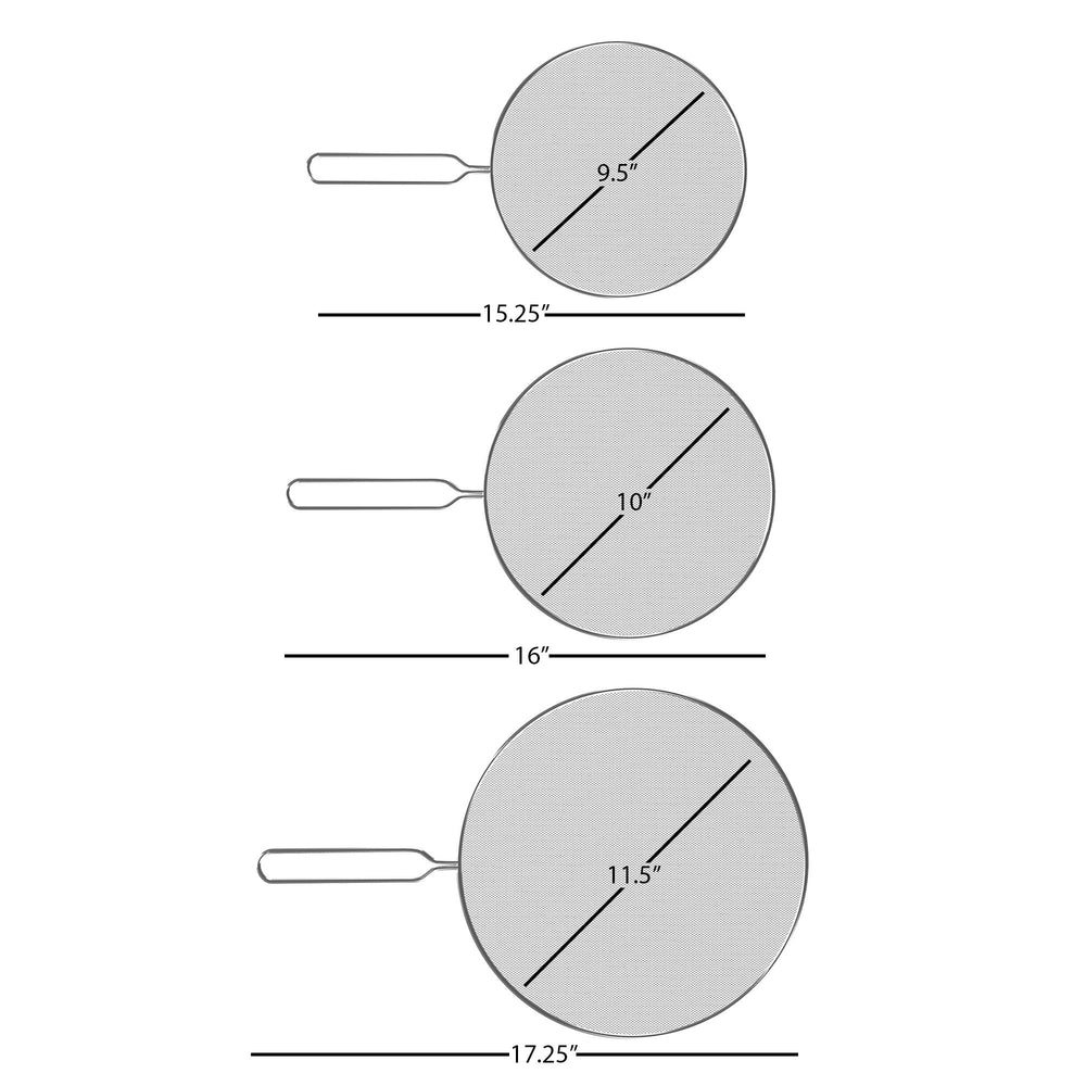 Classic Cuisine Splatter Screen Set 3 Sizes Stainless Steel Grease Catcher Guards Image 2