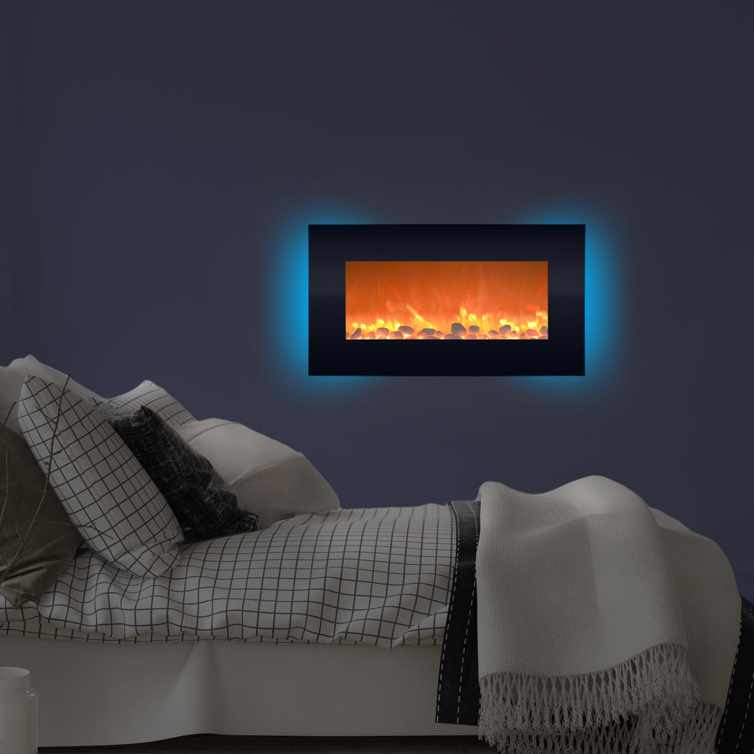 Northwest Electric Fireplace Wall Mounted 30.5 Inch Remote Adjustable Heat Mahogany Image 4