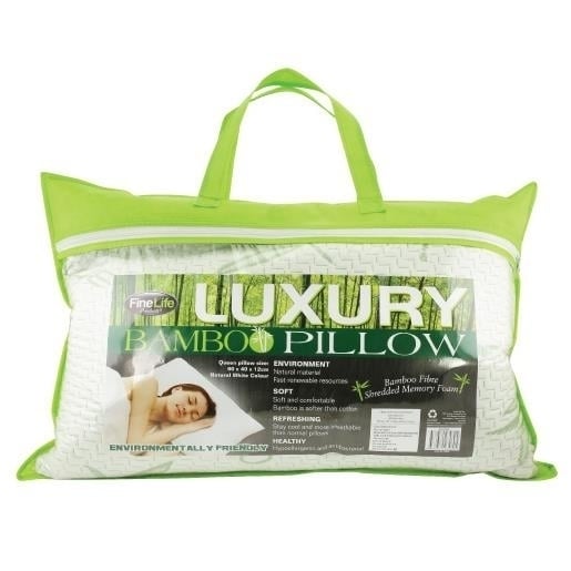 2 Bamboo Memory Foam Queen Size Pillows Image 1