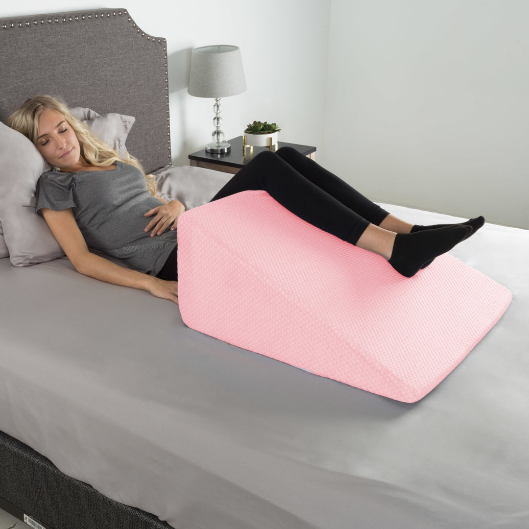 11 Inch High Wedge Incline Memory Foam Pillow for RLS Acid Reflux Reading Bed Pink Image 6
