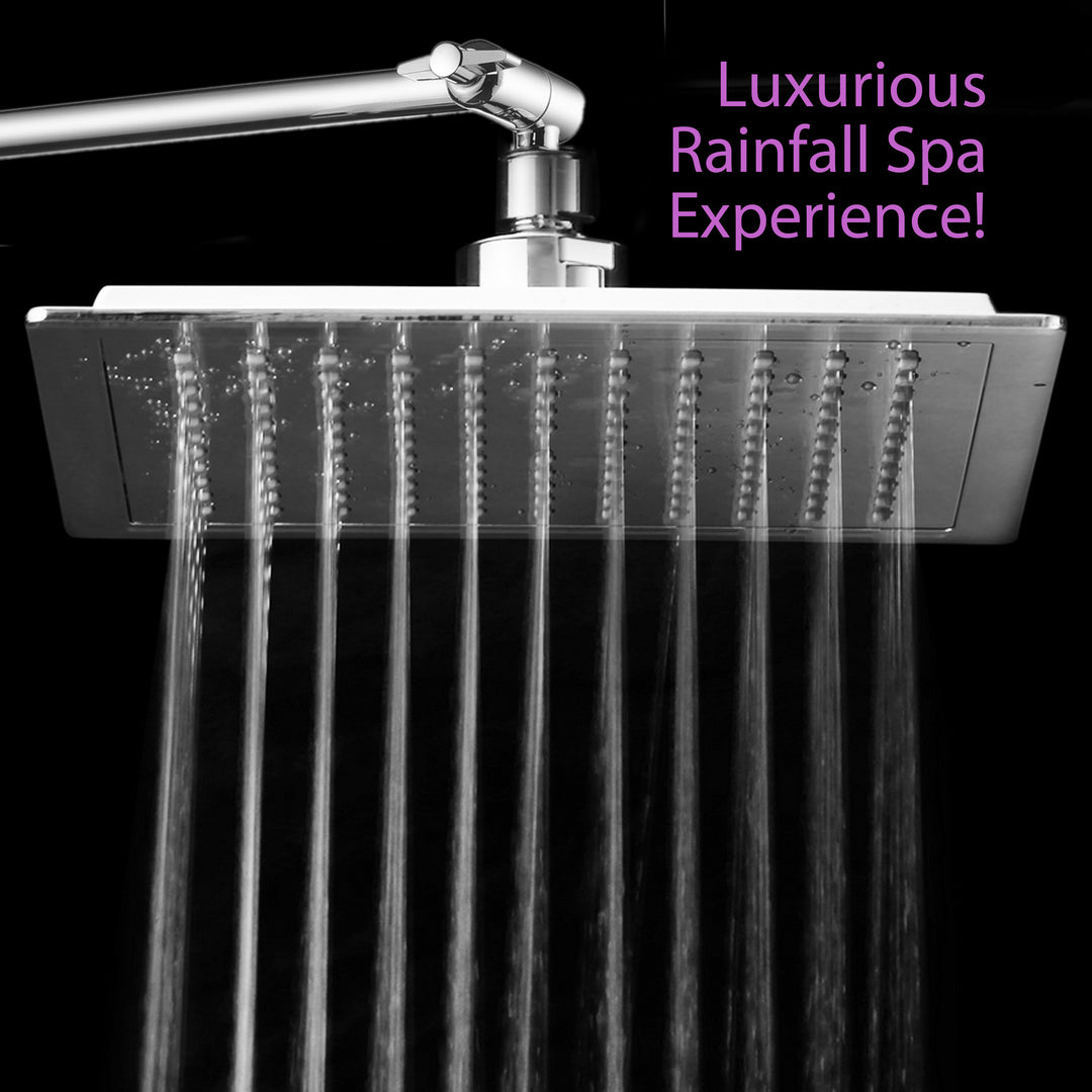 AquaSpa 9-inch Square Rain Shower Head and FREE 11 Inch Solid Brass Adjustable Extension Arm Image 4