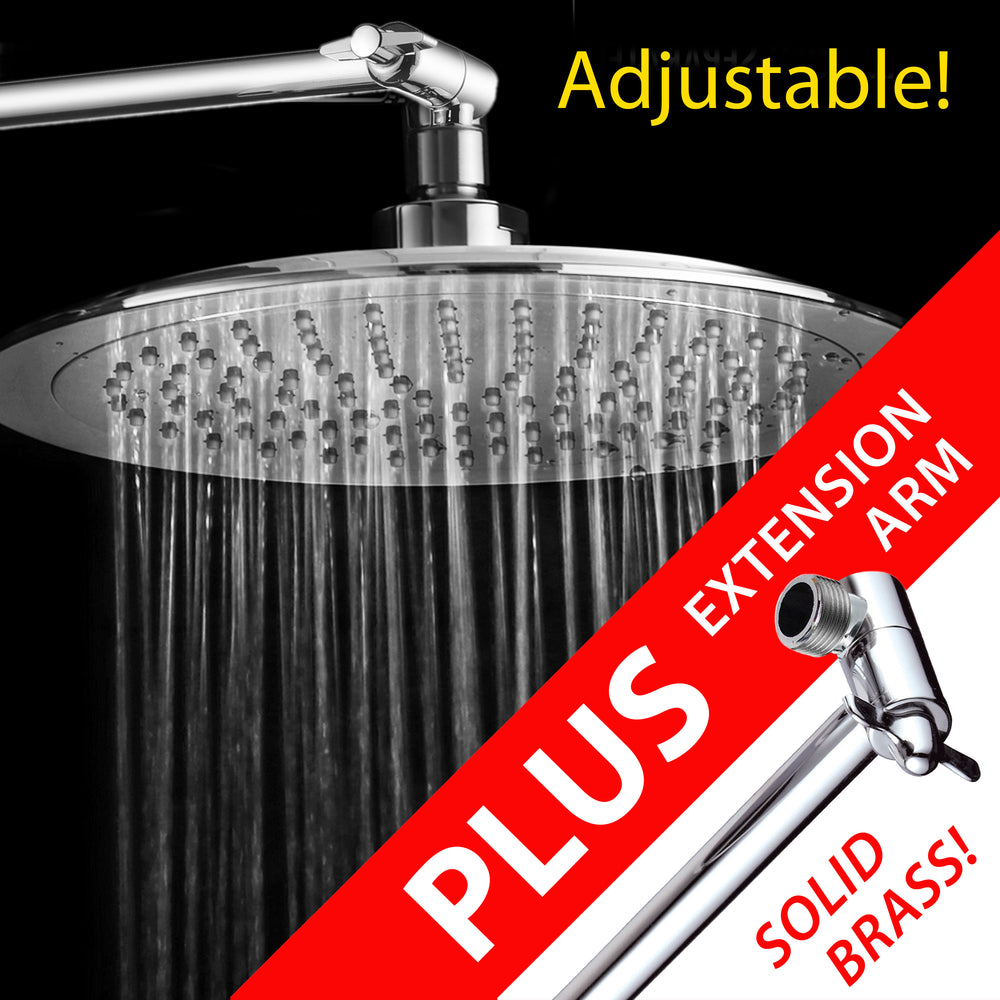 AquaSpa 9-inch Round Rain Shower Head and FREE 11 Inch Solid Brass Adjustable Extension Arm Image 2