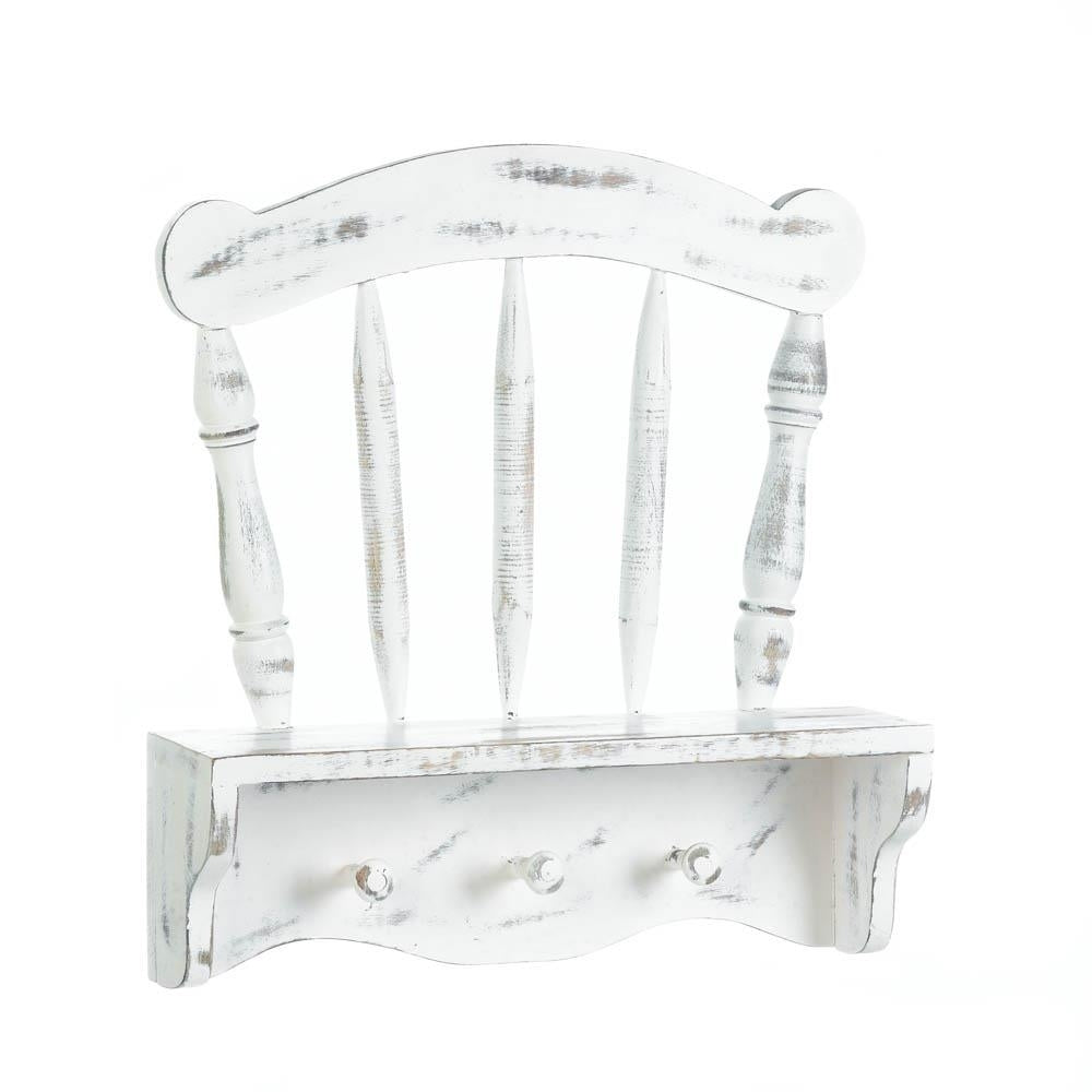 DISTRESSED WHITE CHAIR WALL SHELF Image 1