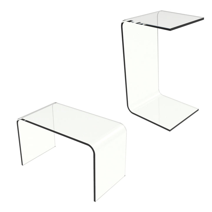 Acrylic End Table Clear C Style Modern See Through Laptop Desk Bed Many Uses 24 x 12 x 14 Inches Image 2