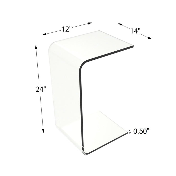 Acrylic End Table Clear C Style Modern See Through Laptop Desk Bed Many Uses 24 x 12 x 14 Inches Image 3