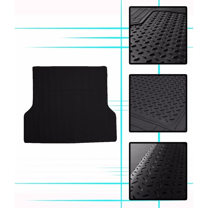 Zone Tech Trimmable Car Black Cargo Trunk Rubber Floor Mat Image 5