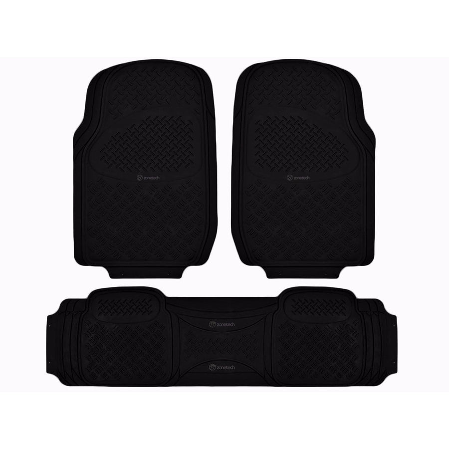 Zone Tech Extra Heavy Duty Rubber Floor Mats 3 Piece Set Black All Weather Armor Image 1