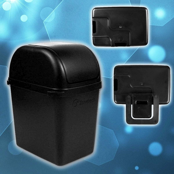 Zone Tech 2x Portable Mini Car Garbage Trash Litter Wastebasket Can Latch Grip Image 2