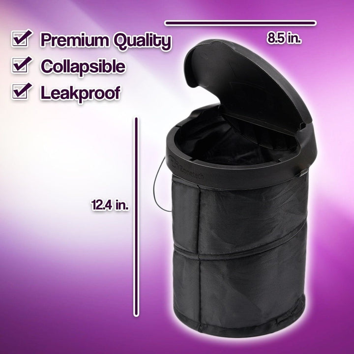 Zone Tech Pop up Leakproof Trash Can Collapsible Car Hanging Garbage Bin Cover Image 3