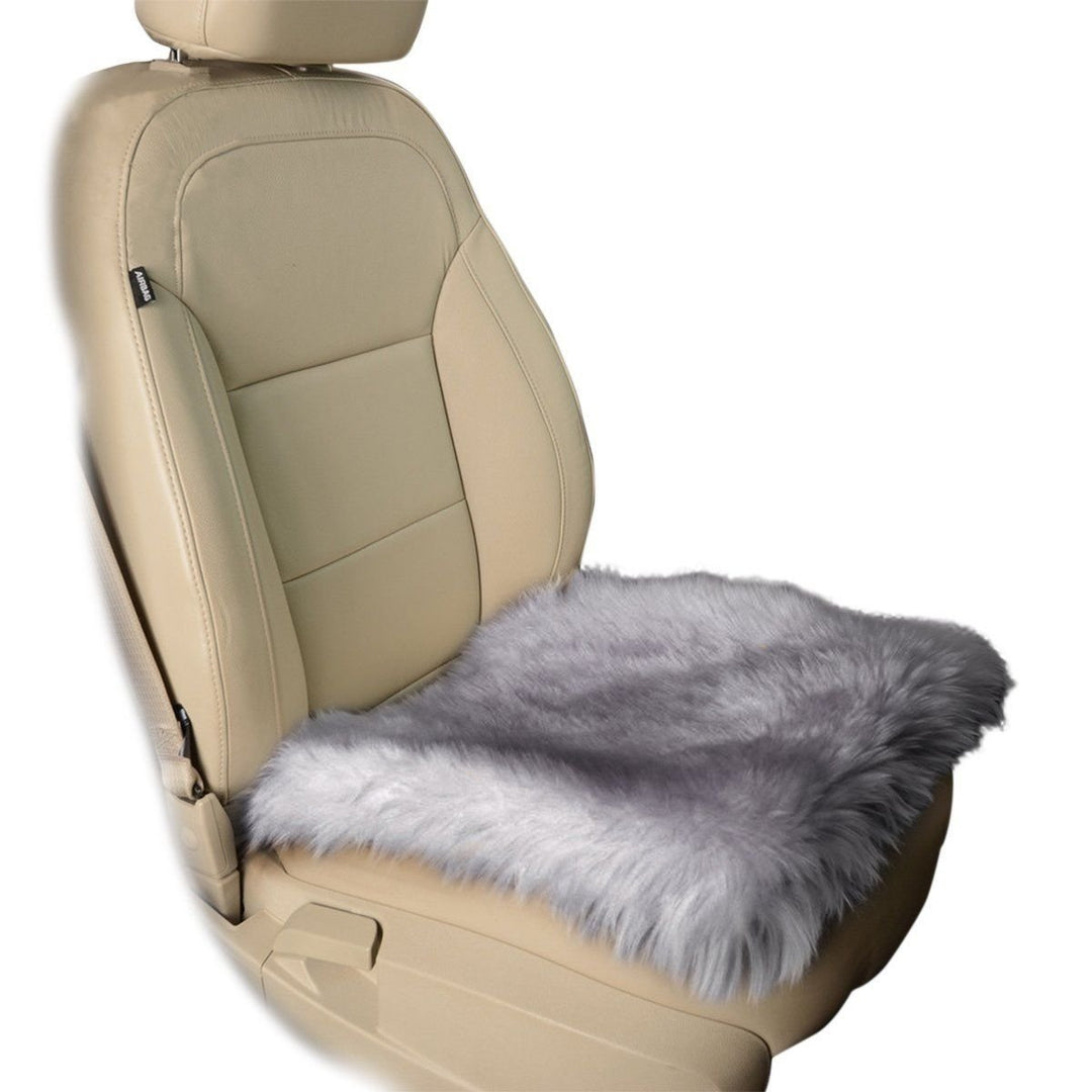 Zone Tech Gray Faux Sheepskin Car Seat Home Cushion faux Pad Cover Warm Mat Image 1