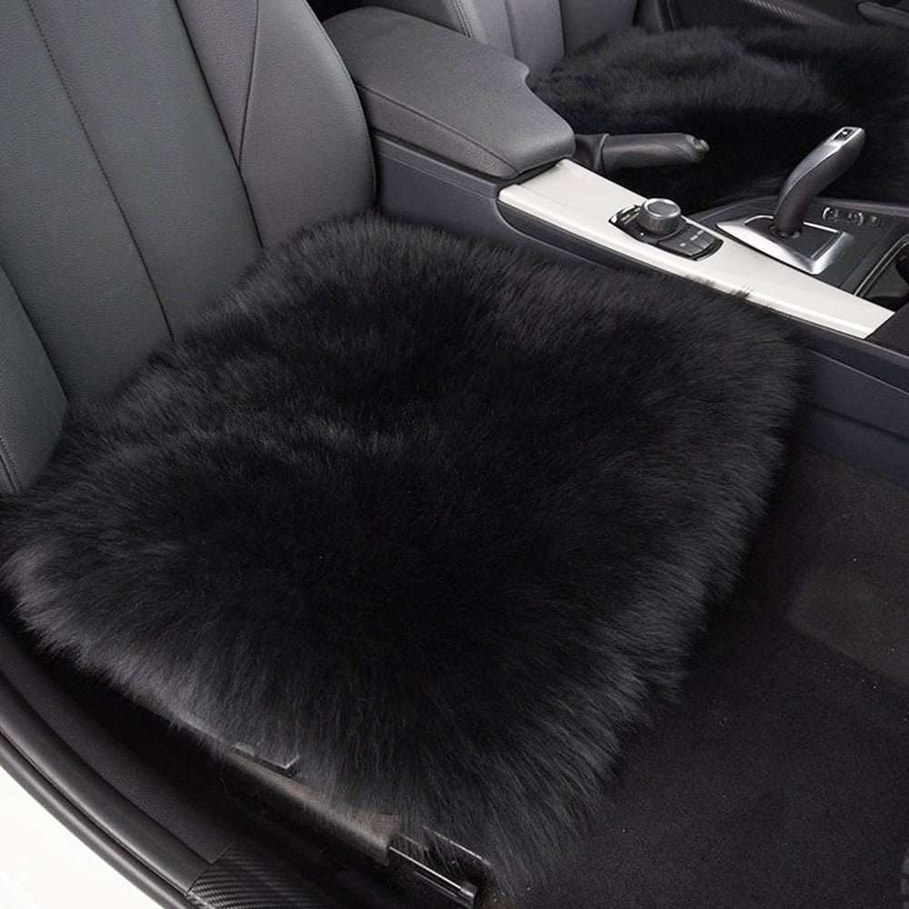 Zone Tech Black Faux Sheepskin Car Seat Home Cushion faux Pad Cover Warm Mat Image 2
