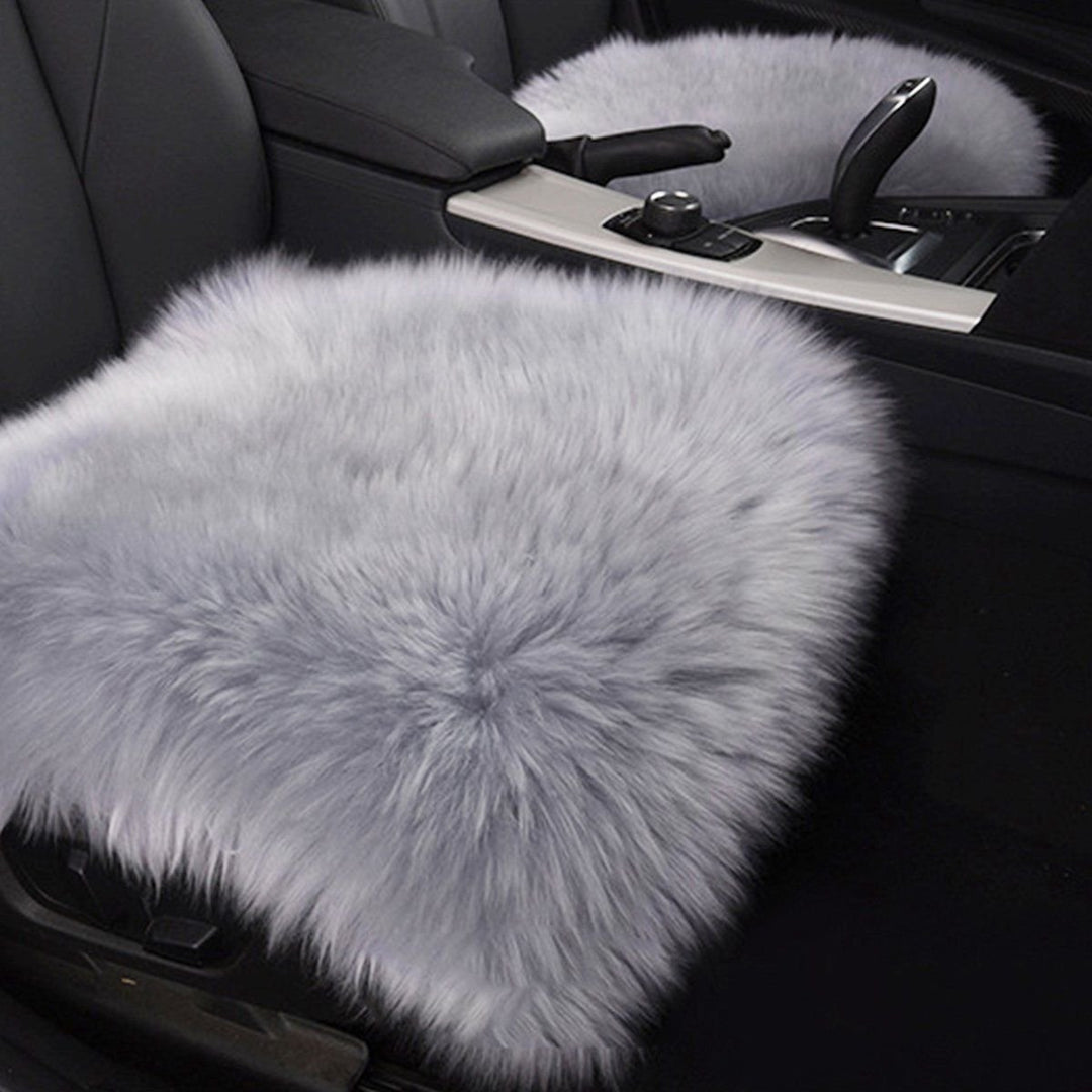 Zone Tech Gray Faux Sheepskin Car Seat Home Cushion faux Pad Cover Warm Mat Image 2