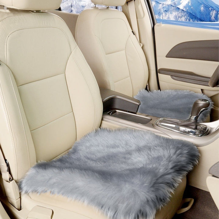 Zone Tech Gray Faux Sheepskin Car Seat Home Cushion faux Pad Cover Warm Mat Image 3