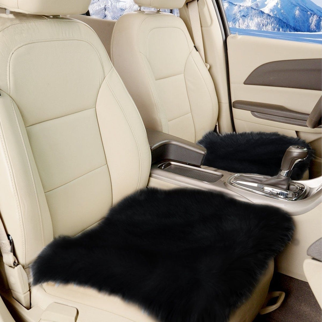 Zone Tech Black Faux Sheepskin Car Seat Home Cushion faux Pad Cover Warm Mat Image 3