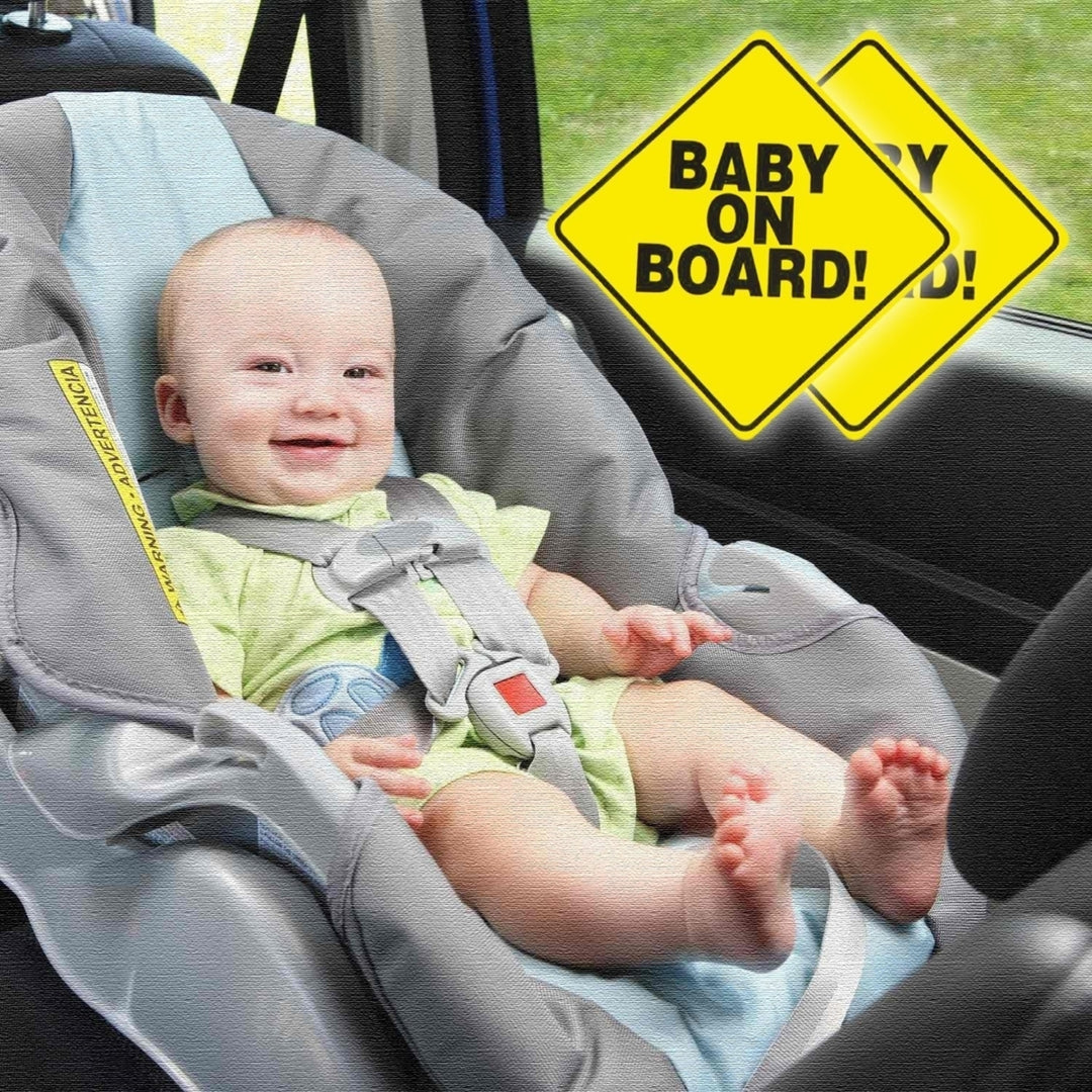 Zone Tech 2x Baby on Board Vehicle Car Warning Bumper Decal Sticker Signs 5x5" Image 2