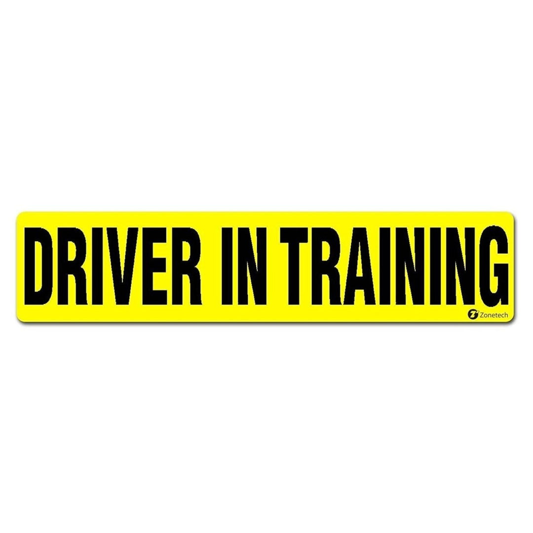 Zone Tech - Driver In Training Magnet - Reflective Vehicle Car Sign-Black Letter Image 1