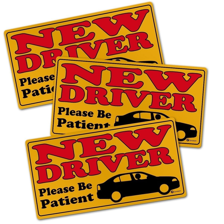 Zone Tech Driver Please Be Patient Automotive Car Vinyl Magnet REFLECTIVE Set of 3 Image 1