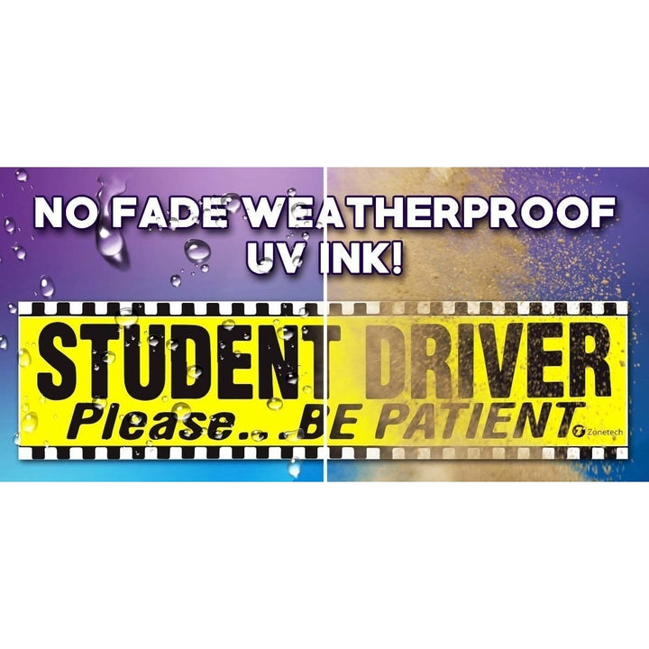 Zone Tech 2x Student Driver Please Be Patient Car Bumper Magnet Decal 12x3" Image 2