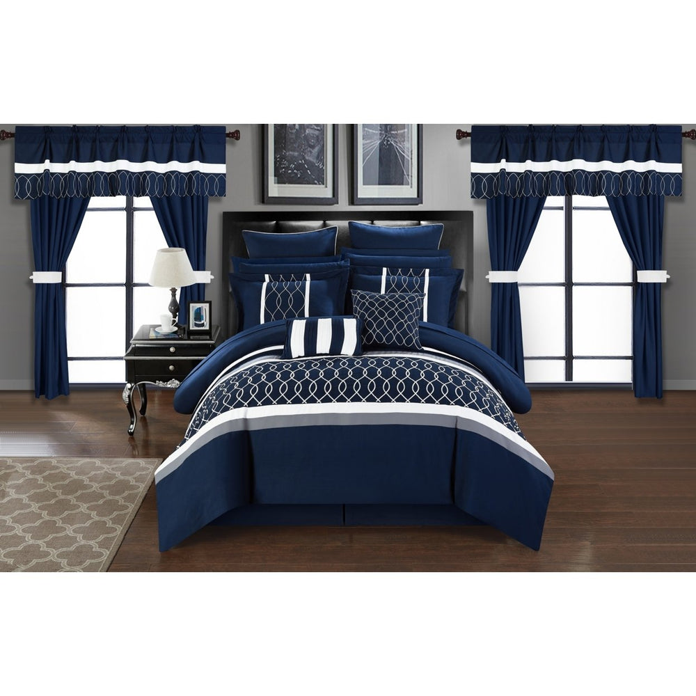 Topaz 24 Piece Comforter Bed in a Bag Pleated Ruffled Designer Embellished Bedding Set Image 2