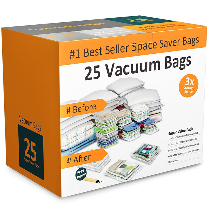 Everyday Home Vacuum Storage Bags 25PK Jumbo Extra Large Large Medium Image 1