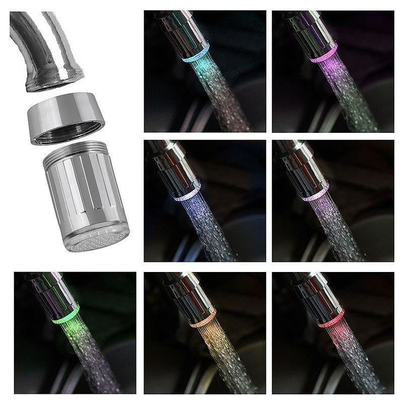 LED Water Faucet Stream Light 7 Colors Changing Glow Shower Stream Tap Bathroom Image 1