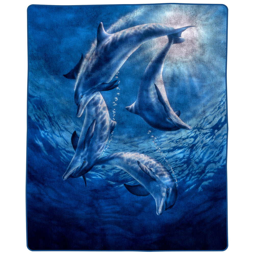 Full Queen Size Luxury Mink Blanket Dolphins Super Soft Fuzzy 74 x 91 Inch 7.5 lbs Image 2