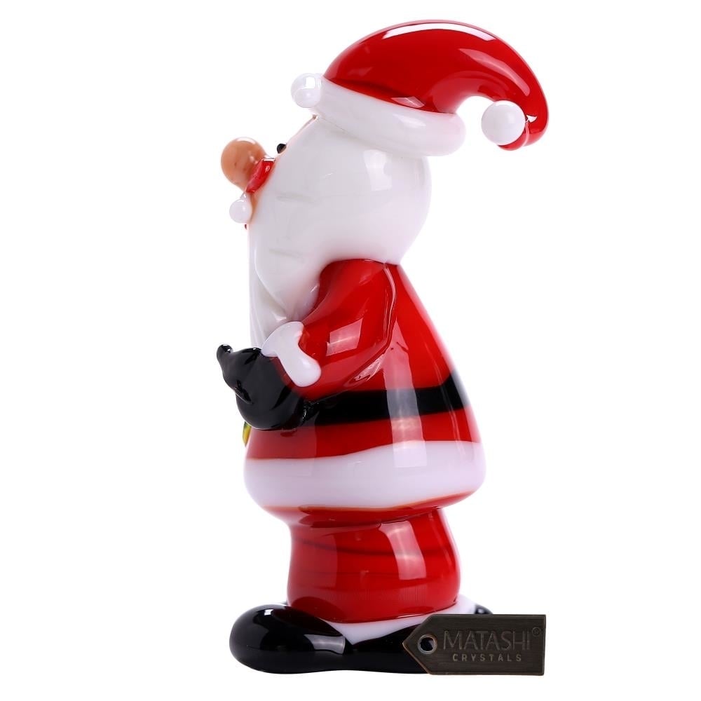 Murano Christmas Winter Decorative Glass Standing Santa Figurine Christmas Gift and Ornament by Matashi Image 3