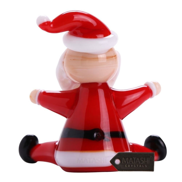 Murano Christmas Winter Decorative Glass Sitting Santa Figurine Christmas Gift and Ornament by Matashi Image 4