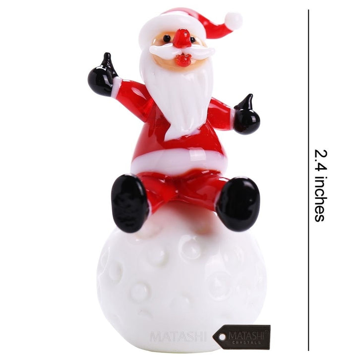 Murano Christmas Winter Decorative Glass Santa on Snowball Figurine Christmas Gift and Ornament by Matashi Image 2