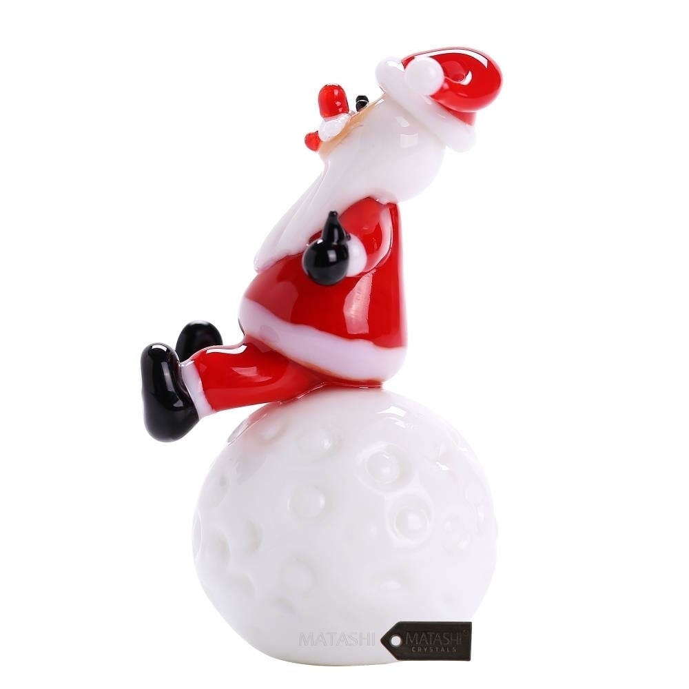 Murano Christmas Winter Decorative Glass Santa on Snowball Figurine Christmas Gift and Ornament by Matashi Image 3