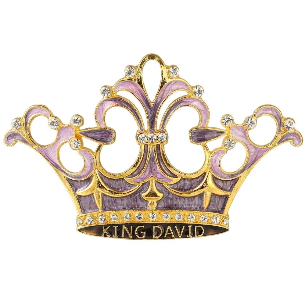 King Davids Crown Hanging Ornament (Pewter) Classic  Hand-Painted Purple Lavender and Gold Image 2