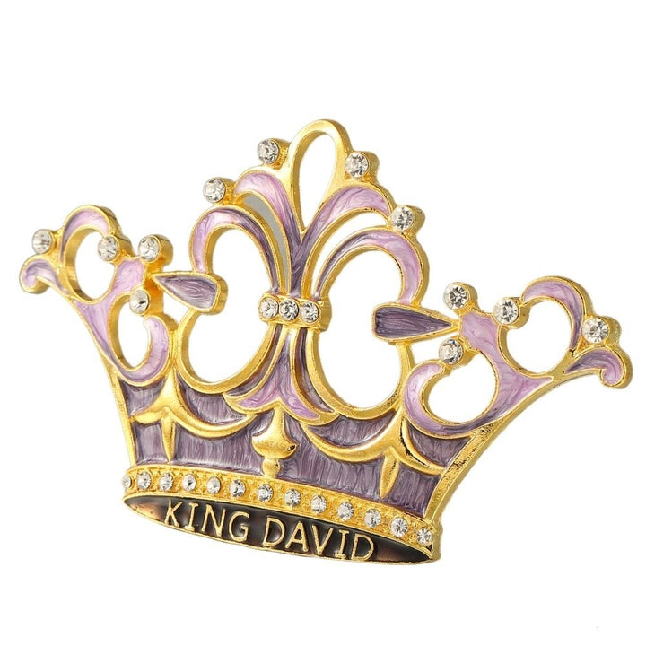 King Davids Crown Hanging Ornament (Pewter) Classic  Hand-Painted Purple Lavender and Gold Image 3