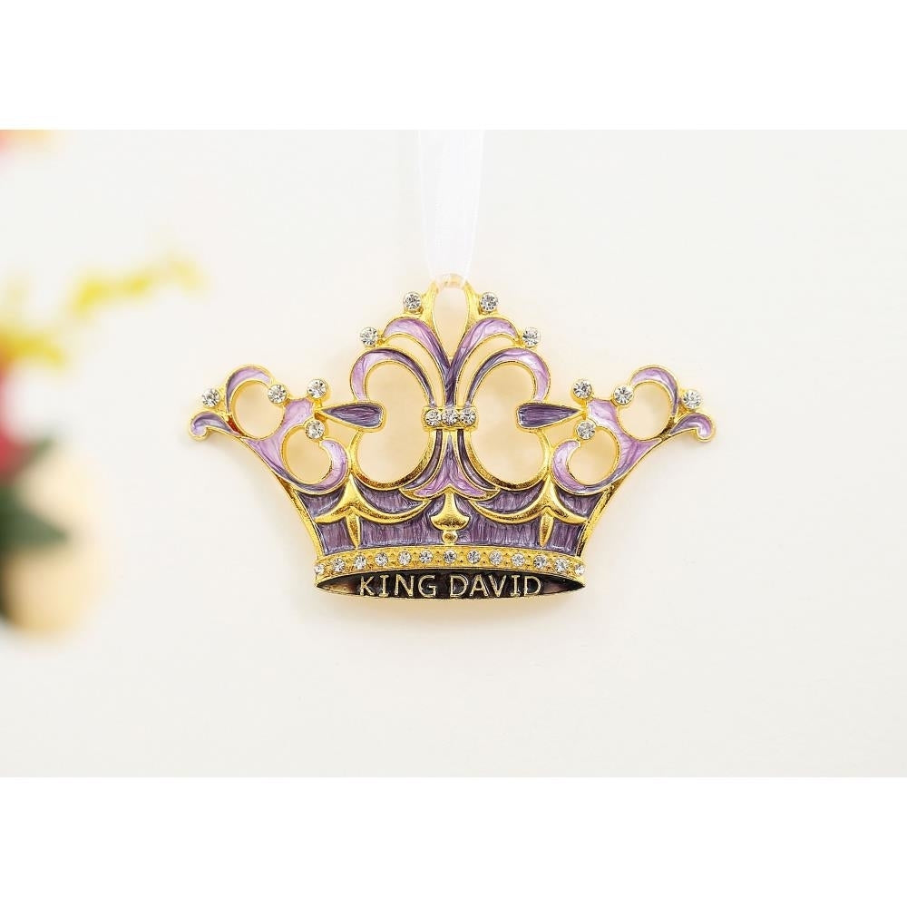 King Davids Crown Hanging Ornament (Pewter) Classic  Hand-Painted Purple Lavender and Gold Image 4