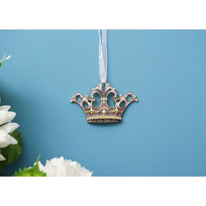 King Davids Crown Hanging Ornament (Pewter) Classic  Hand-Painted Purple Lavender and Gold Image 5